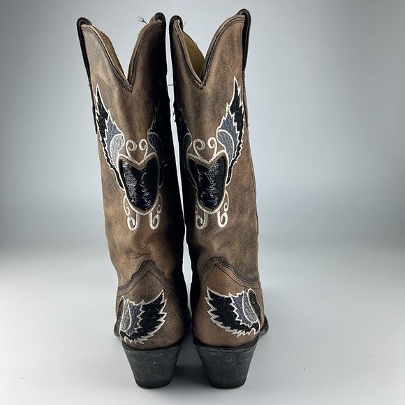 Corral Rustic Heart Wings Boots Sz:8M - Picture 3 of 11